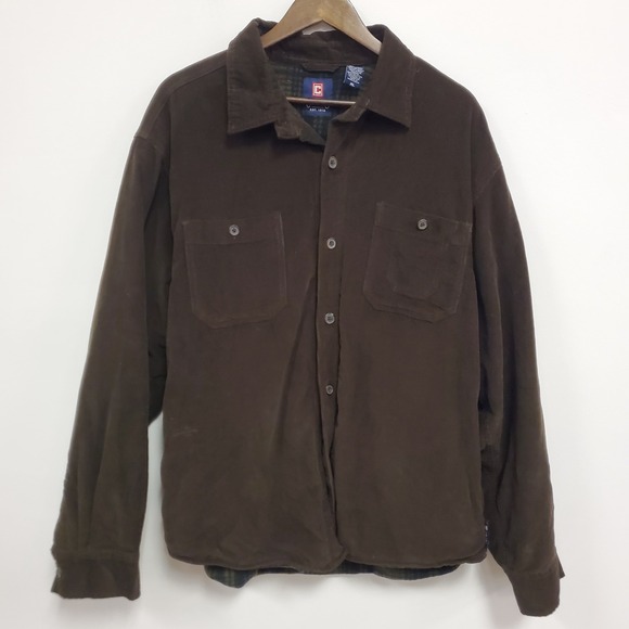 Chaps Mens Fleece Lined Corduroy Shacket Size XL Brown Western Barn Chore Winter - Picture 1 of 11